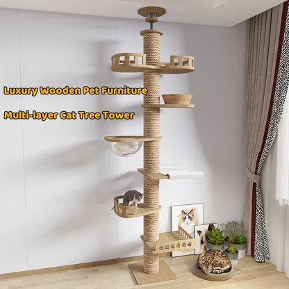 Aerie - Floor-to-Ceiling Cat Tree with Hammock