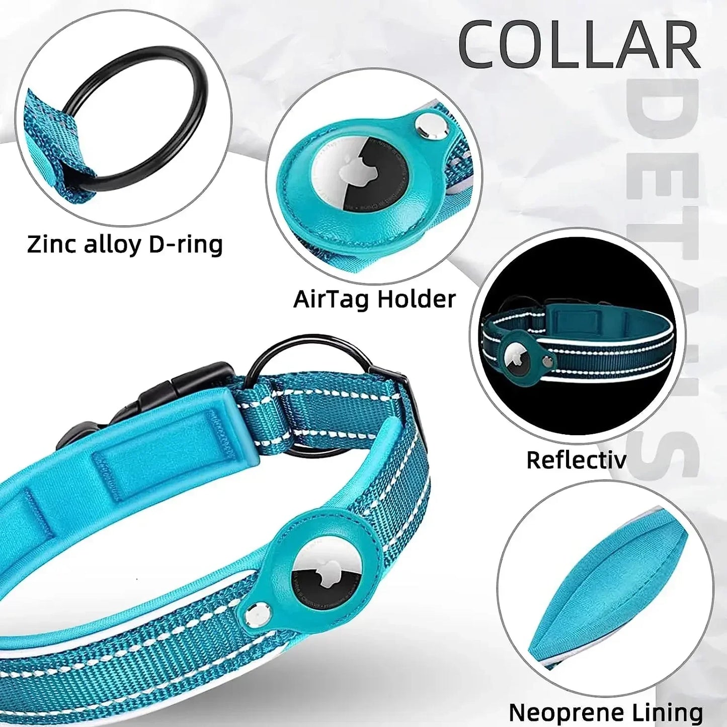 Cinder - AirTag Dog Collar with Built-In Reflective Case