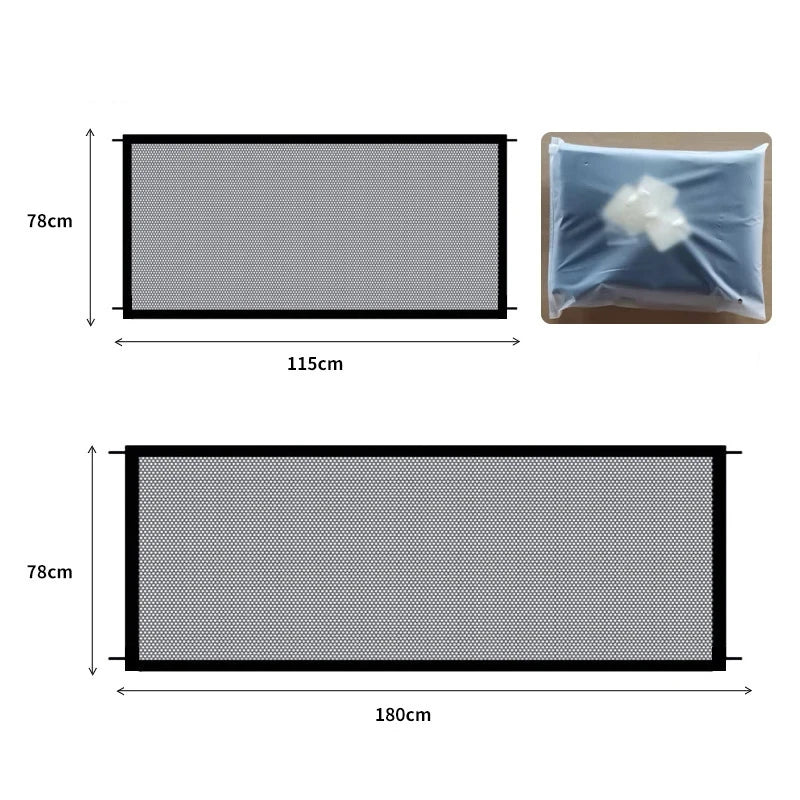 Mendip - Folding Mesh Dog Gate with No-Drill Adhesive Hooks