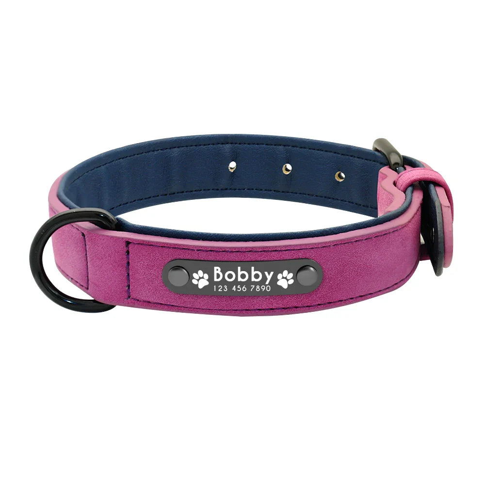 Fern - Personalised Leather Dog Collar with Engraved Nameplate