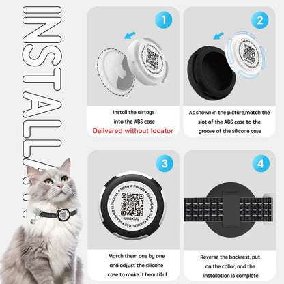 Wharfe - AirTag Cat Collar with QR ID Tag and Breakaway Buckle