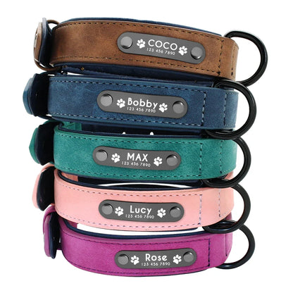 Fern - Personalised Leather Dog Collar with Engraved Nameplate