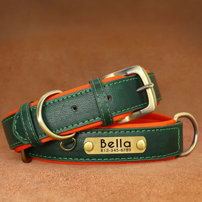 Birch - Custom Engraved Leather Dog Collar, Adjustable All Sizes