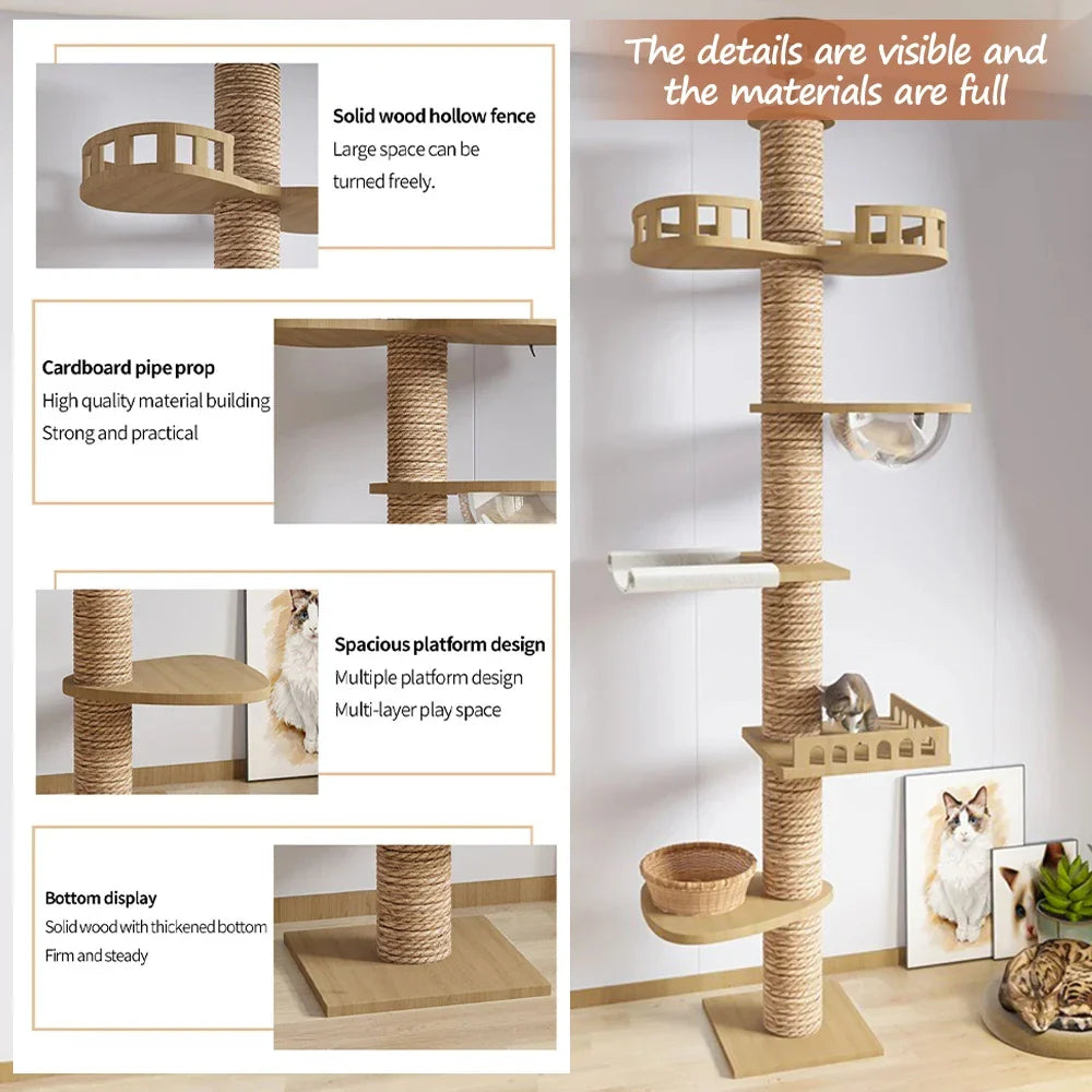Aerie - Floor-to-Ceiling Cat Tree with Hammock