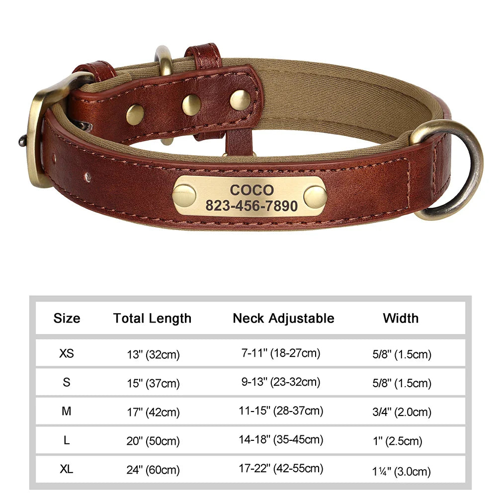 Ember - Custom Engraved PU Leather Dog Collar with ID Nameplate