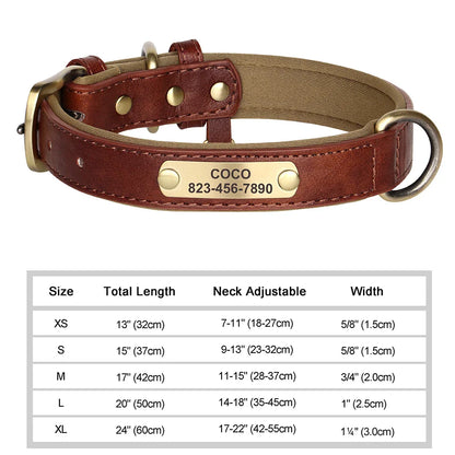 Ember - Custom Engraved PU Leather Dog Collar with ID Nameplate