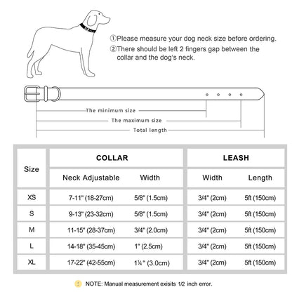 Slate - Personalised Leather Dog Collar and Leash Set, Engraved