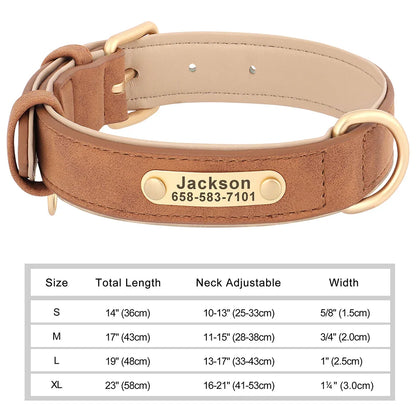 Ember - Custom Engraved PU Leather Dog Collar with ID Nameplate