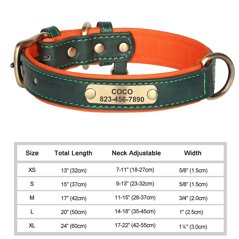 Ember - Custom Engraved PU Leather Dog Collar with ID Nameplate