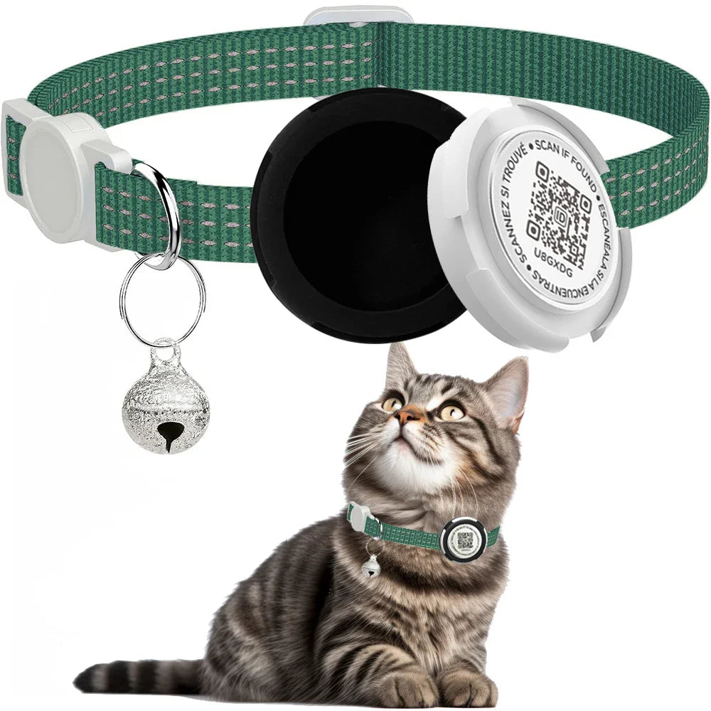 Wharfe - AirTag Cat Collar with QR ID Tag and Breakaway Buckle
