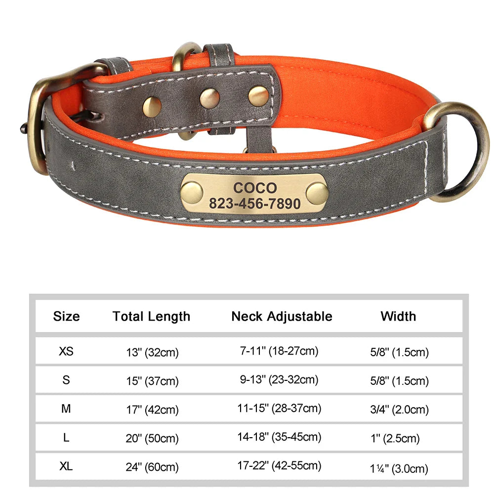 Ember - Custom Engraved PU Leather Dog Collar with ID Nameplate