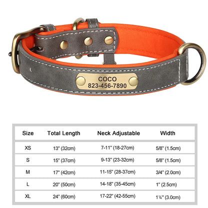 Ember - Custom Engraved PU Leather Dog Collar with ID Nameplate