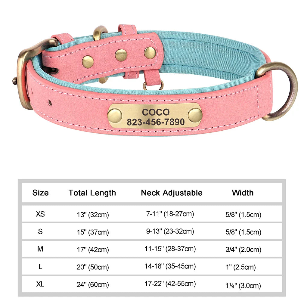 Ember - Custom Engraved PU Leather Dog Collar with ID Nameplate