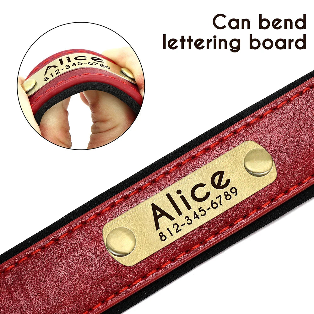Slate - Personalised Leather Dog Collar and Leash Set, Engraved