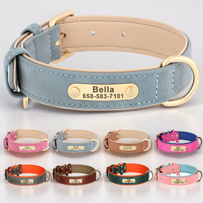 Ember - Custom Engraved PU Leather Dog Collar with ID Nameplate