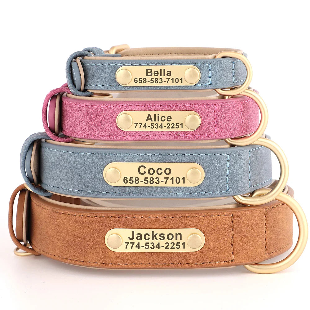 Ember - Custom Engraved PU Leather Dog Collar with ID Nameplate
