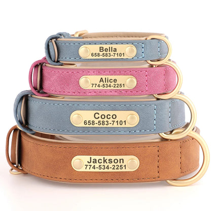 Ember - Custom Engraved PU Leather Dog Collar with ID Nameplate