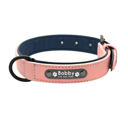 Fern - Personalised Leather Dog Collar with Engraved Nameplate