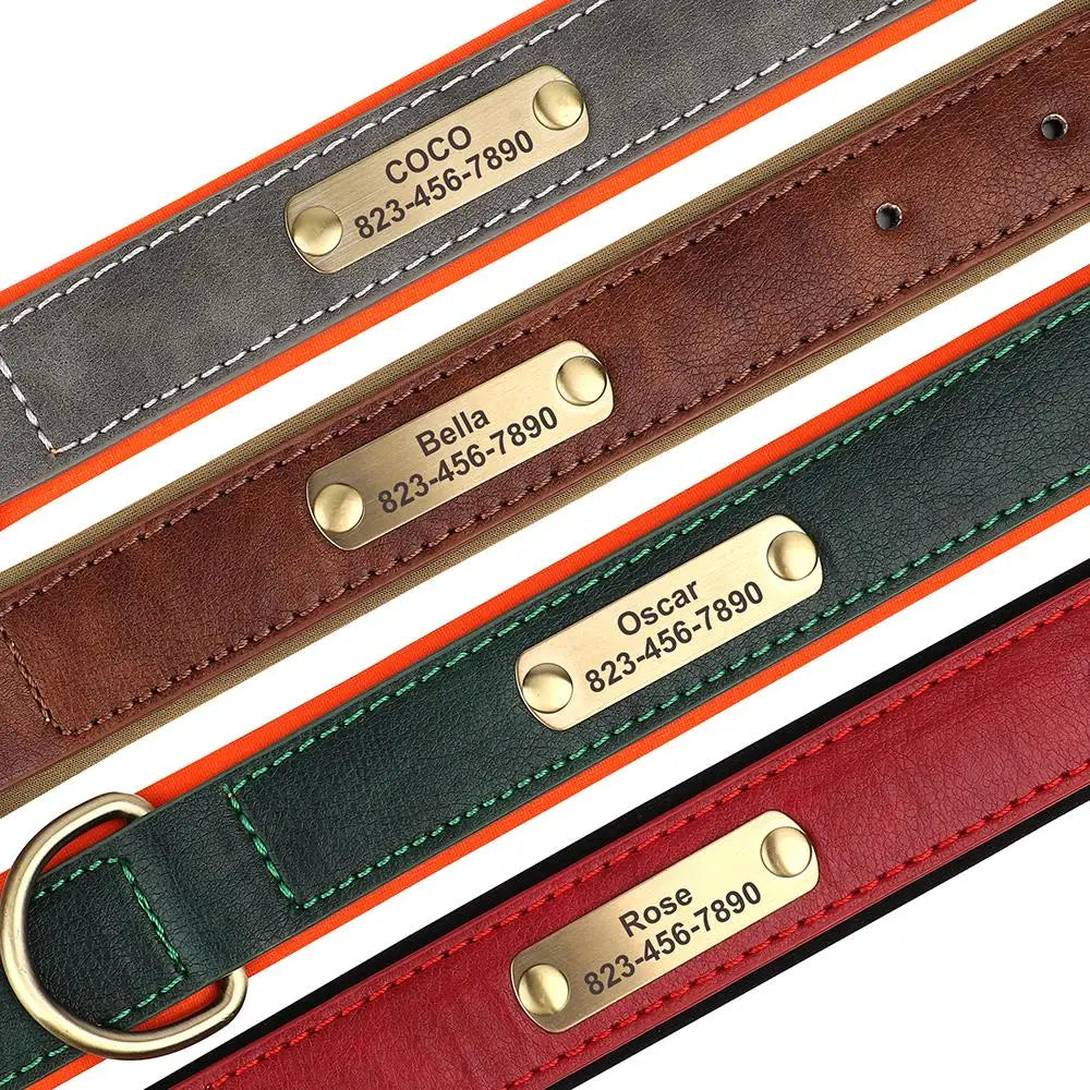 Ember - Custom Engraved PU Leather Dog Collar with ID Nameplate