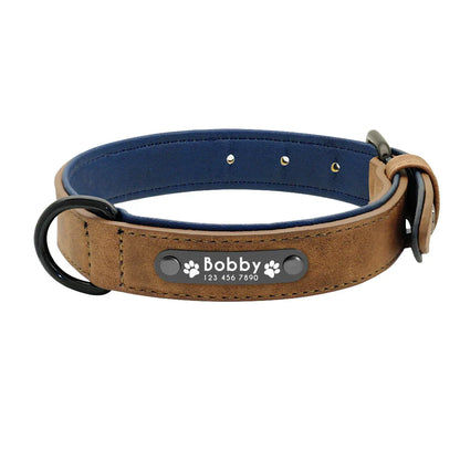 Fern - Personalised Leather Dog Collar with Engraved Nameplate