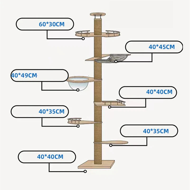 Aerie - Floor-to-Ceiling Cat Tree with Hammock