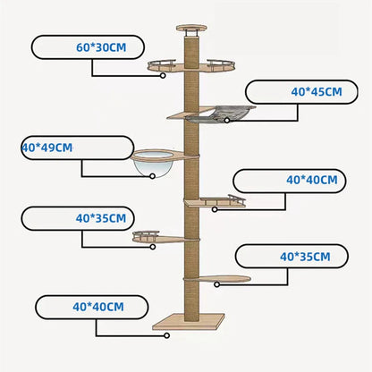 Aerie - Floor-to-Ceiling Cat Tree with Hammock
