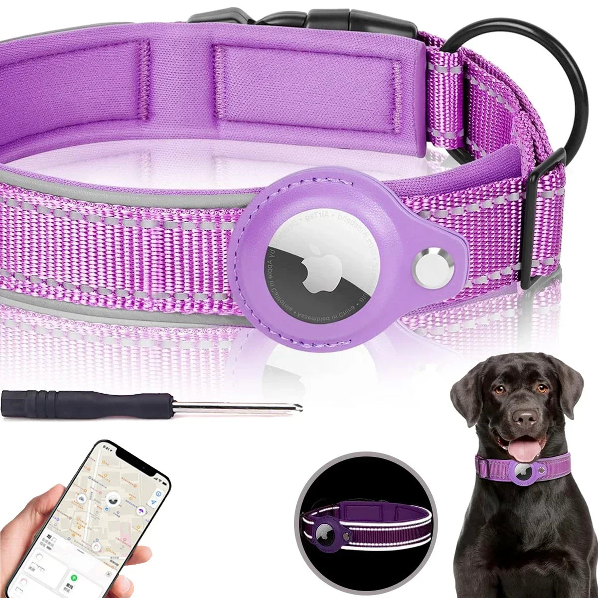 Cinder - AirTag Dog Collar with Built-In Reflective Case
