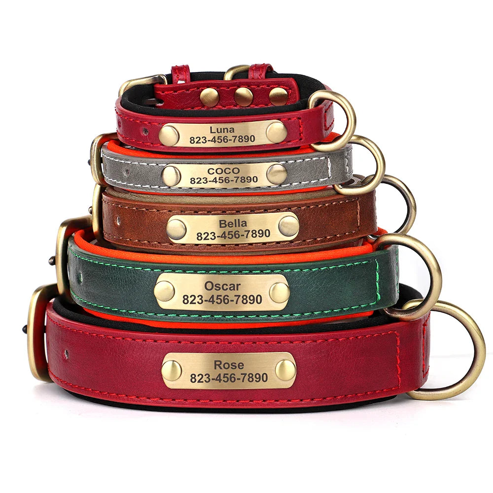 Ember - Custom Engraved PU Leather Dog Collar with ID Nameplate
