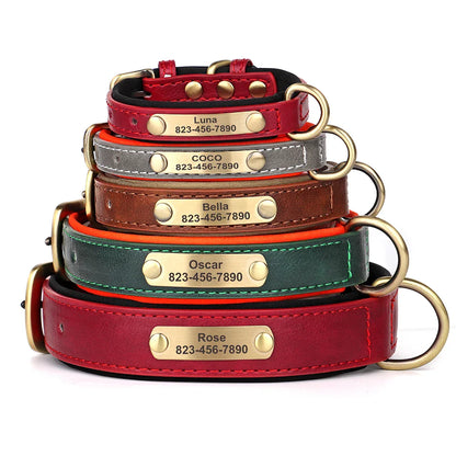 Ember - Custom Engraved PU Leather Dog Collar with ID Nameplate