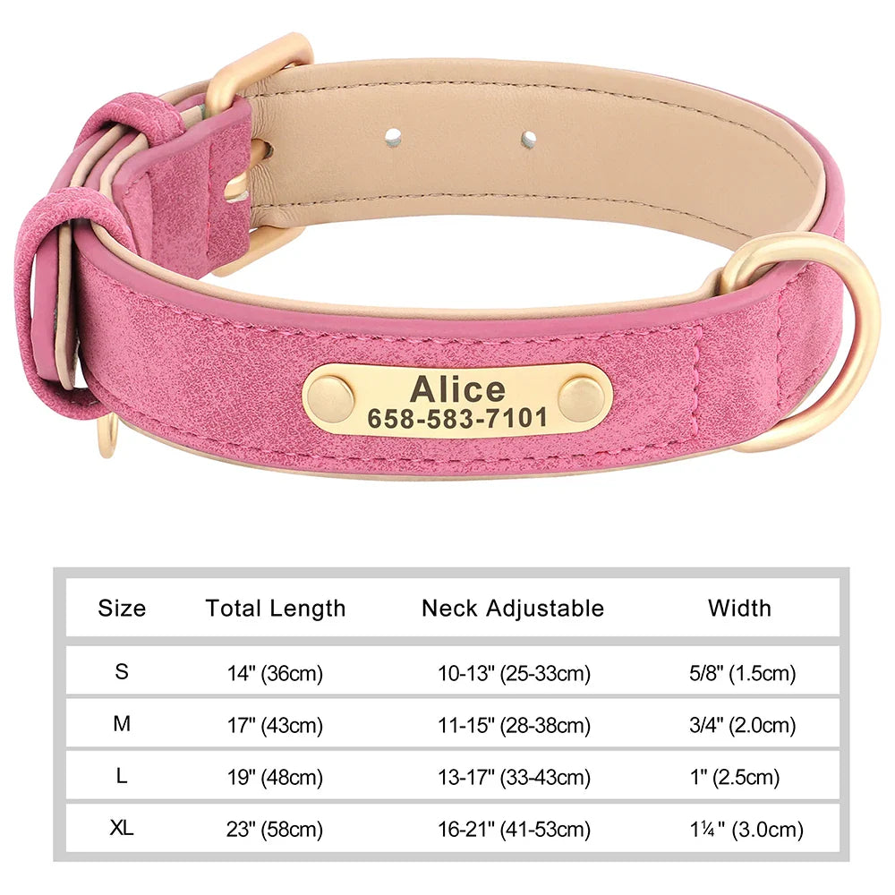 Ember - Custom Engraved PU Leather Dog Collar with ID Nameplate