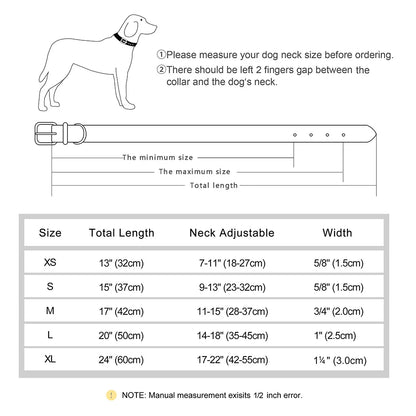 Birch - Custom Engraved Leather Dog Collar, Adjustable All Sizes
