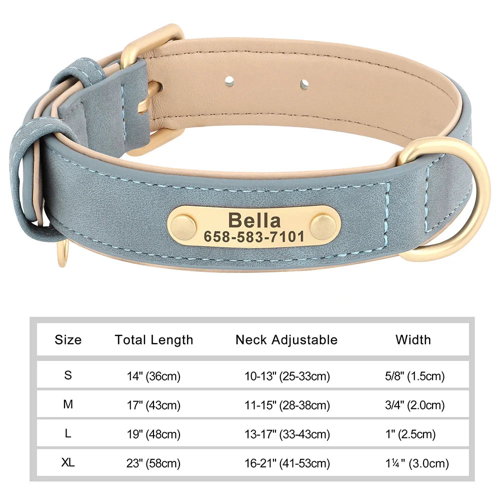 Ember - Custom Engraved PU Leather Dog Collar with ID Nameplate