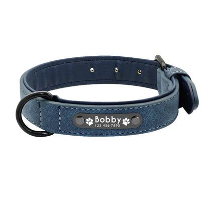 Fern - Personalised Leather Dog Collar with Engraved Nameplate