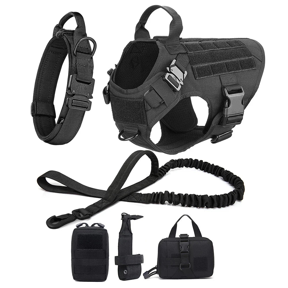 Onyx - Tactical Dog Harness Full Set with Leash & MOLLE Pouches