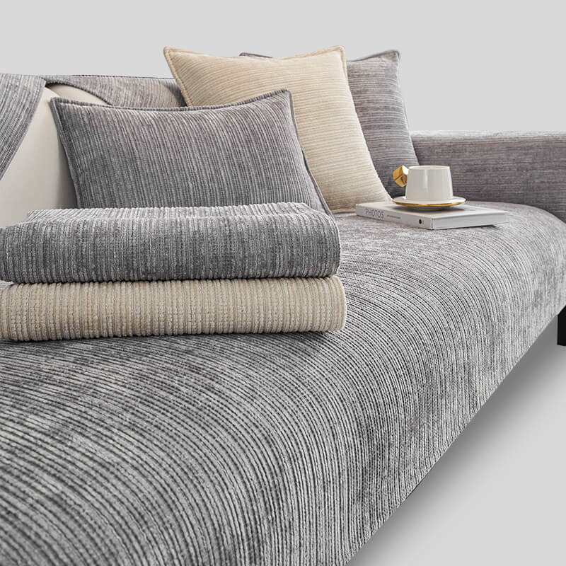 Rowan - Solid Chenille Scratch-Resistant Couch Cover