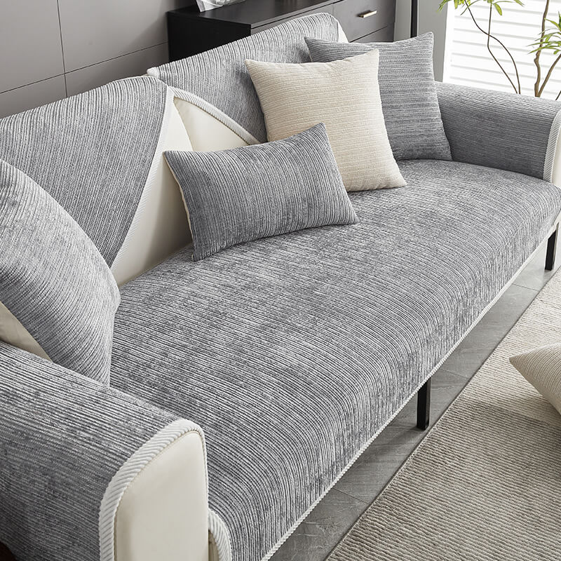 Frith - Waterproof Antimicrobial Chenille Couch Cover, Non-Slip