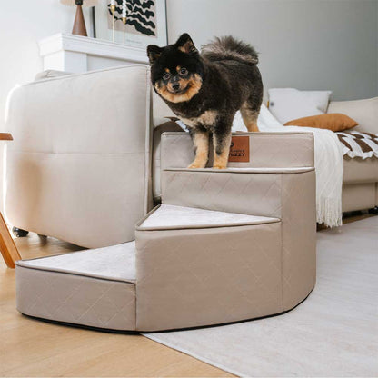 Tamar - Luxe Faux Leather Spiral Pet Stairs, Washable