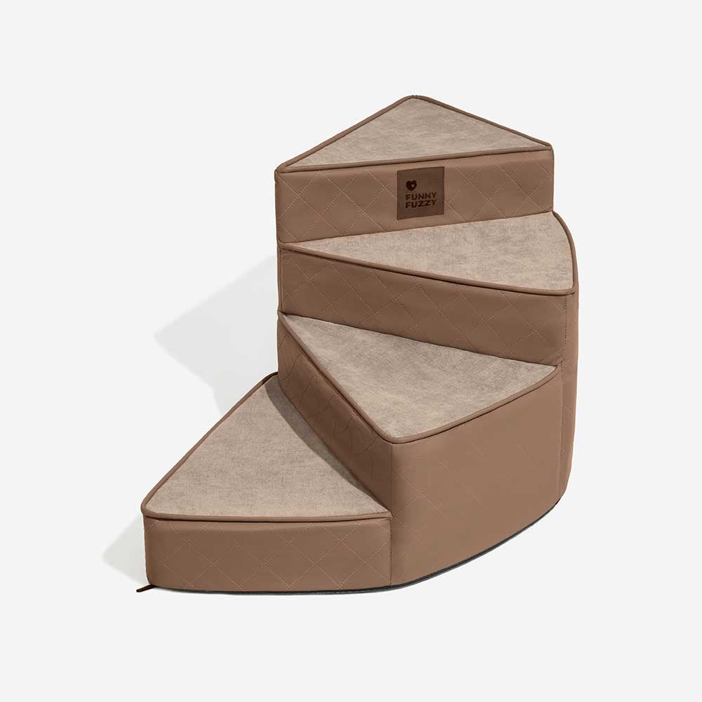 Tamar - Luxe Faux Leather Spiral Pet Stairs, Washable