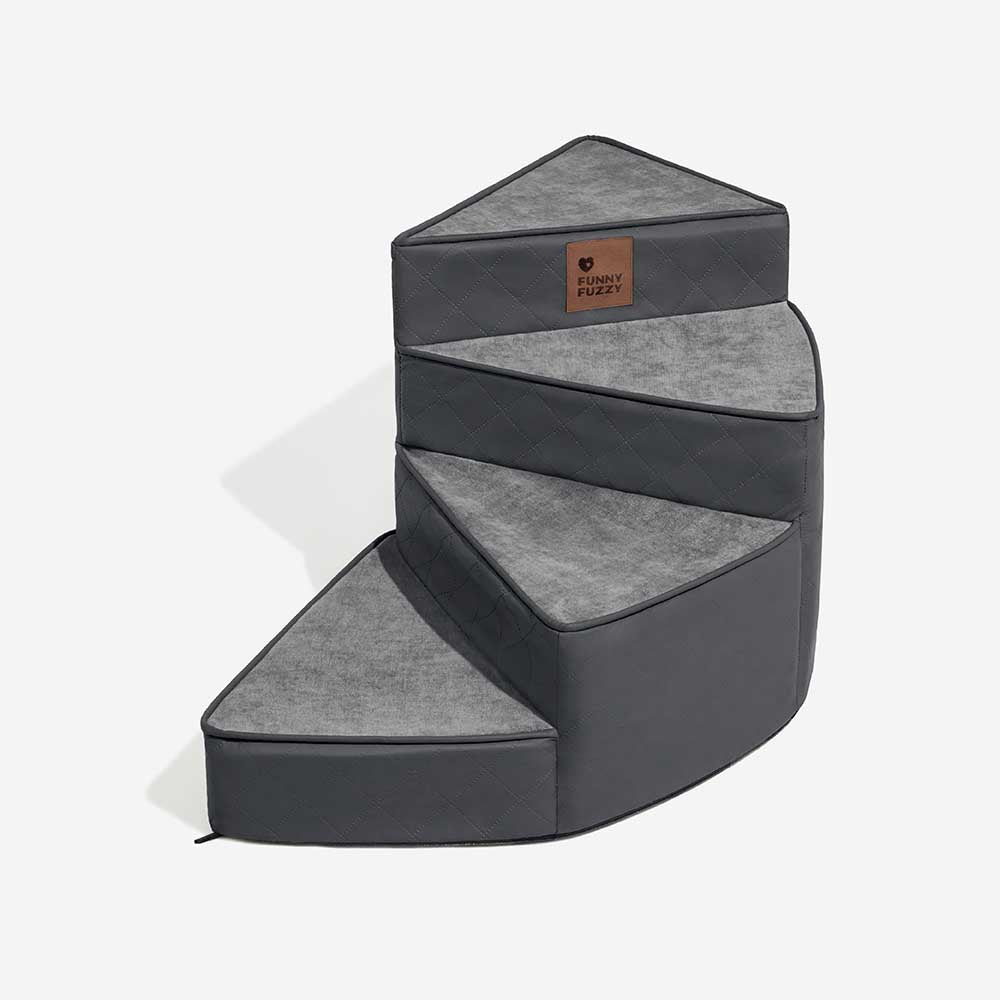 Tamar - Luxe Faux Leather Spiral Pet Stairs, Washable