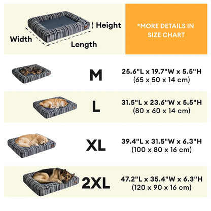 Crag - Textured Stripe Orthopedic Bolster Dog Bed, Memory Foam