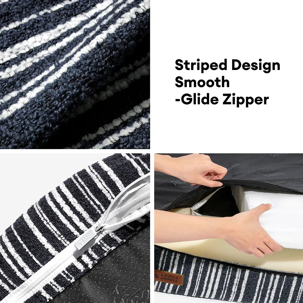 Crag - Textured Stripe Orthopedic Bolster Dog Bed, Memory Foam
