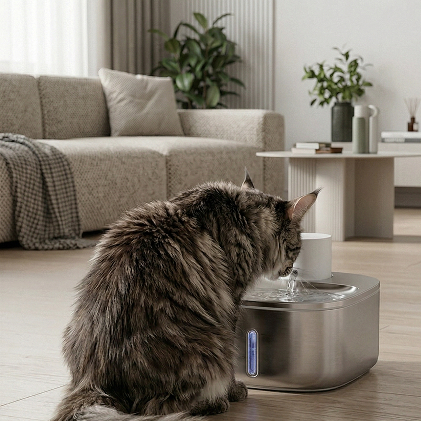 AquaFlow Cordless Sensor Pet Water Fountain Stainless Steel