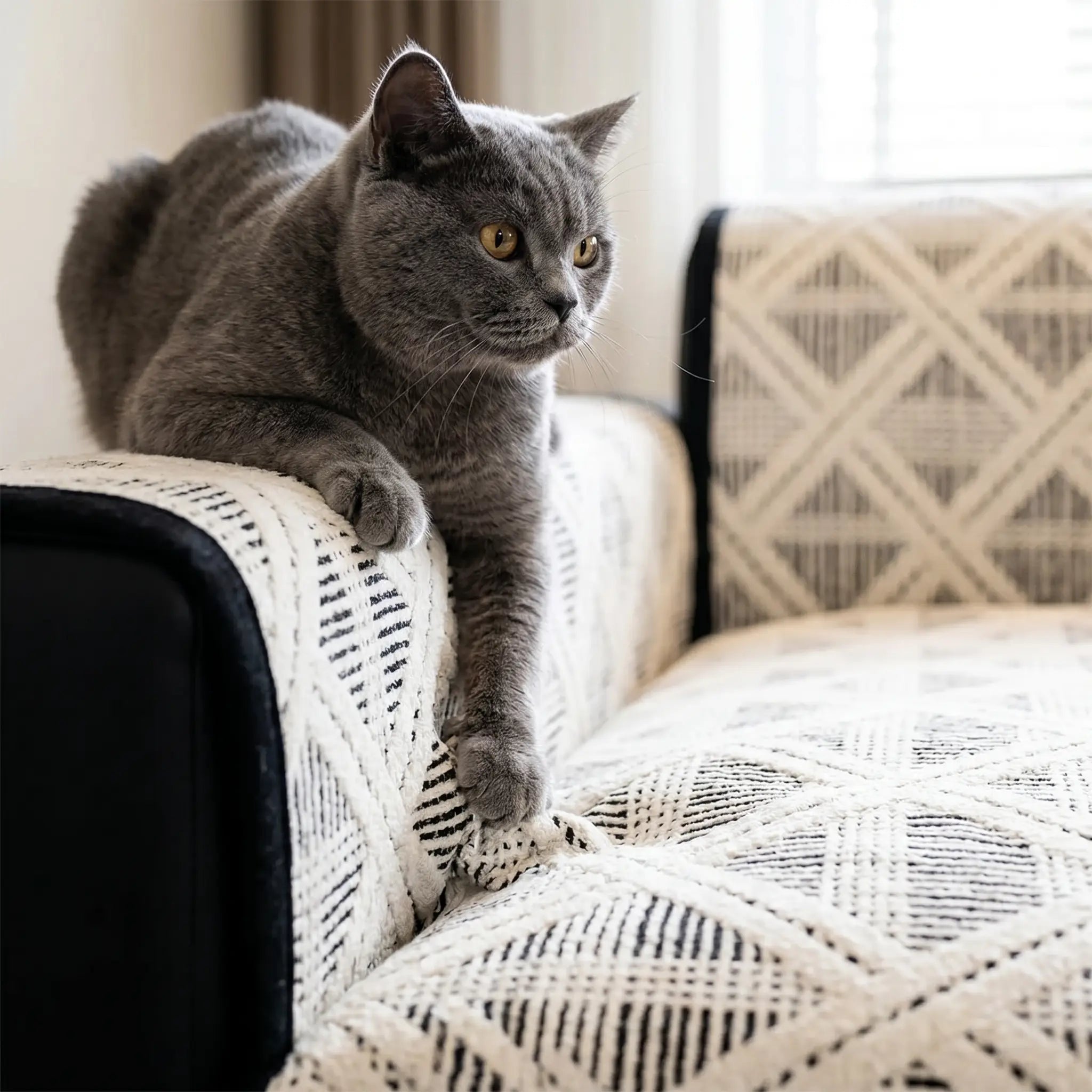 British Shorthair kneading the Carr cover