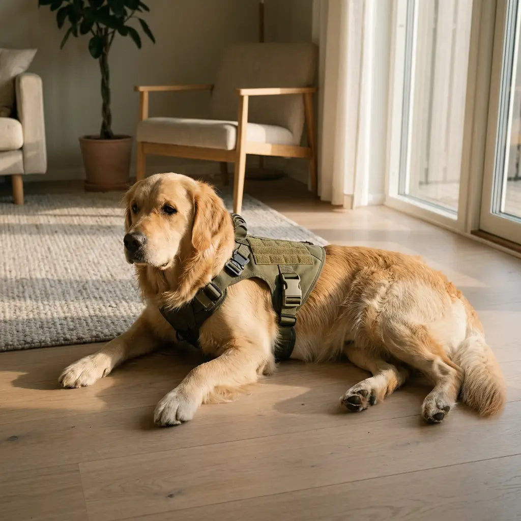 Golden Retriever with the Caspian harness