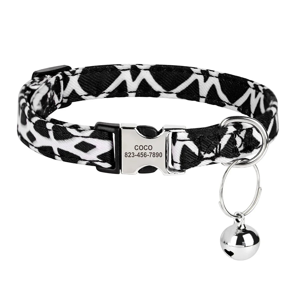Reef - Personalised Cat Collar with Engraved Nameplate and Bell
