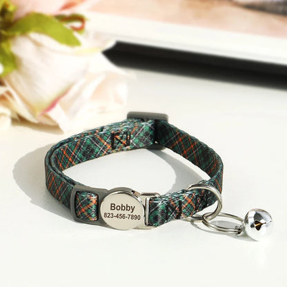 Reef - Personalised Cat Collar with Engraved Nameplate and Bell