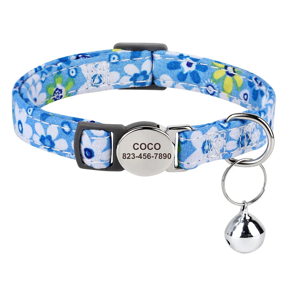 Reef - Personalised Cat Collar with Engraved Nameplate and Bell