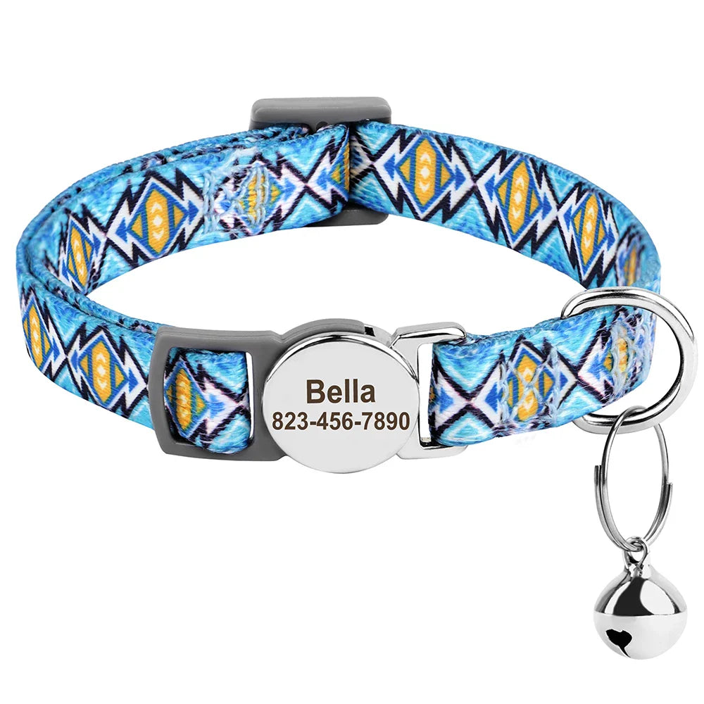 Reef - Personalised Cat Collar with Engraved Nameplate and Bell