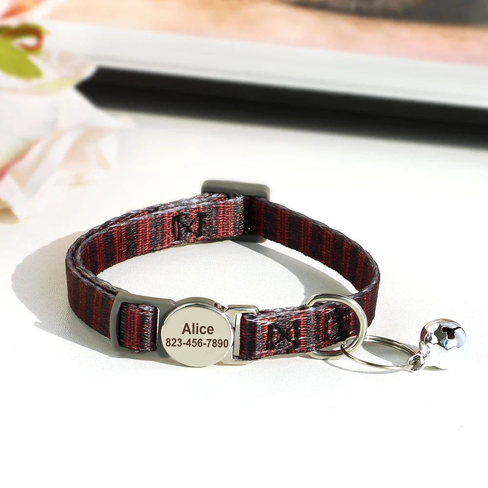 Reef - Personalised Cat Collar with Engraved Nameplate and Bell