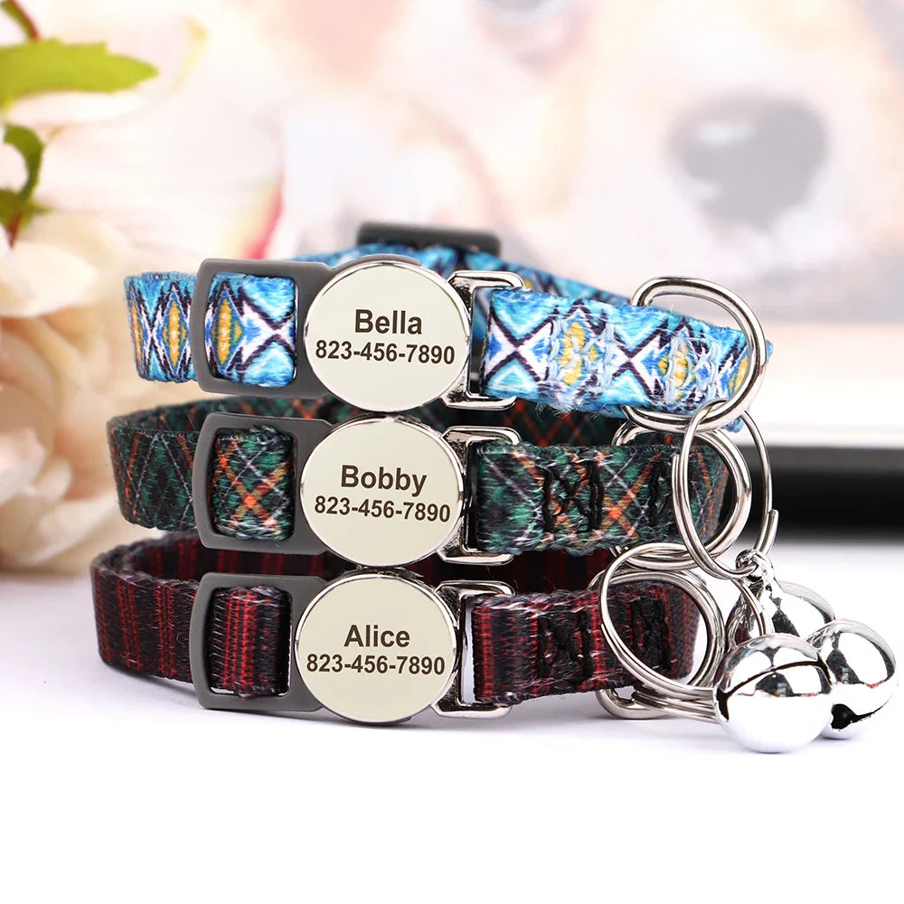 Reef - Personalised Cat Collar with Engraved Nameplate and Bell